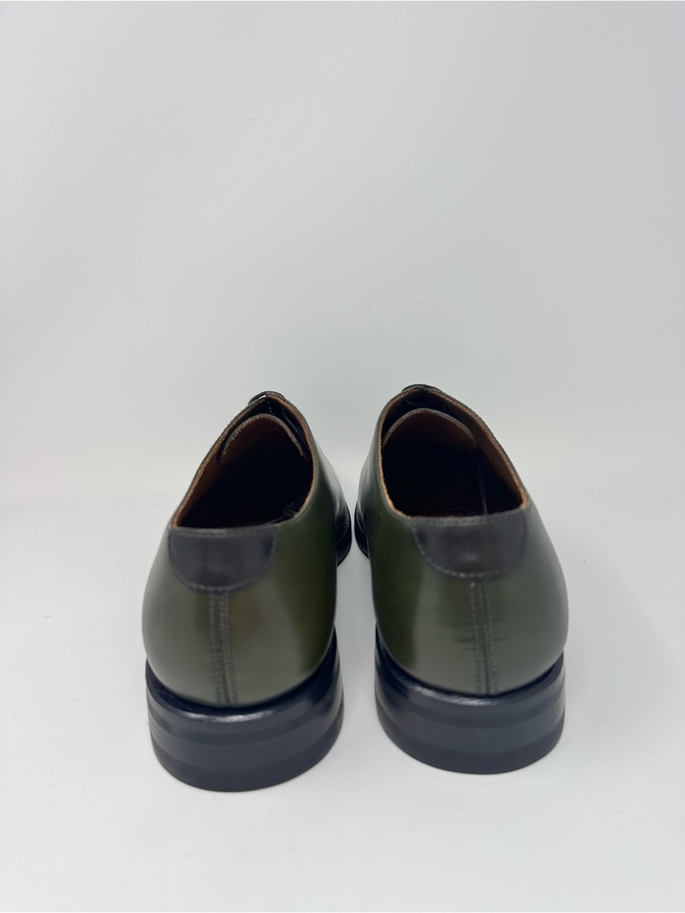 Dapperfam Men's Olive Green Leather Oxford Shoes Size 10.5 Lace up - Picture 8 of 13